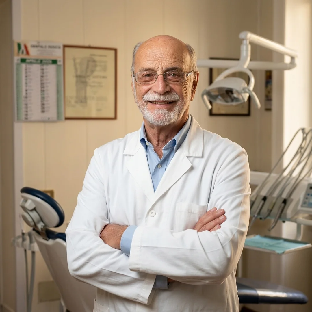 Il Dottor Paolo Cappellani, medico dentista a Roma, sorridente nel suo studio odontoiatrico